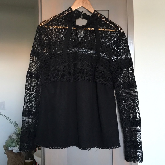 Simply YAS Black LS lace blouse - Picture 1 of 8